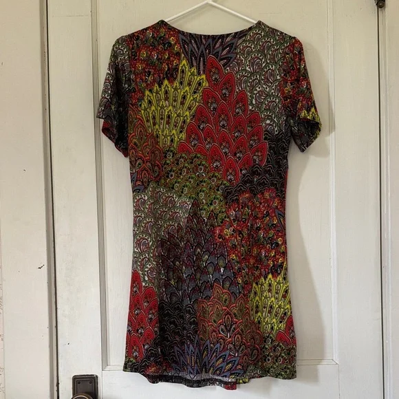 Casual Red Paisley Dress Short-Sleeve - Picture 3 of 5